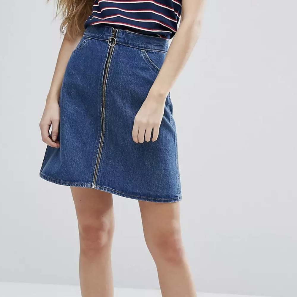 Levi's Orange Tab A-Line Zipper Front Denim Skirt Size 27